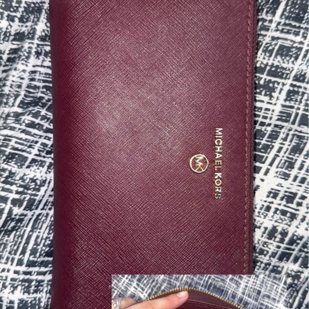 Michael Kors Maroon Wallet with Gold Accents